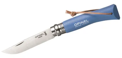 Image de Couteau Opinel n° 7, acier inoxydable Sandvik 12C27, manche en hêtre bleu