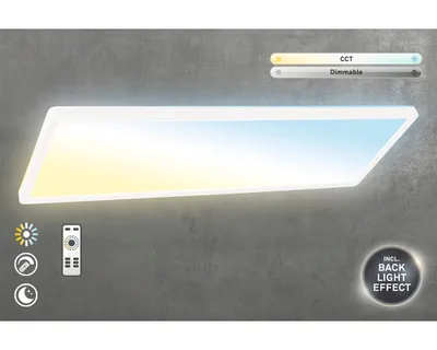 Obrázok produktu pre LED panel stmievateľný 23 W 3000 lm CCT 2700- 6500 K 58x20 cm biely + diaľkové ovládanie + efekt podsvietenia + funkcia nočného svetla