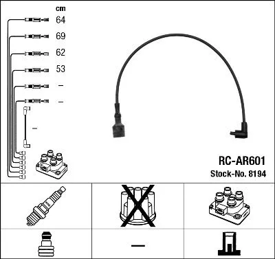 Produktbild von NGK 8194 Zündkabelsatz Zündleitungssatz für ALFA ROMEO 155 (167) 145 (930) 146 (930)