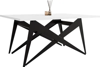 Produktbild von MIRJAN24 Couchtisch und Esstisch Xena, 2-in-1, Rahmen aus Stahl (Farbe: Schwarz / Arktisches Weiß)
