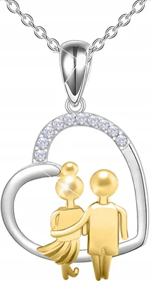 Immagine prodotto di Collana in argento per coppie, cuore, amore eterno, zirconi, argento 925