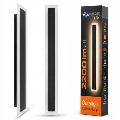 Obrázek produktu pro Venkovní LED nástěnné svítidlo MasterLED IP65, 100 cm, černé, moderní nástěnné svítidlo na dům a fasádu, neutrální bílá, 22 W
