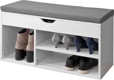 Produktbild von SoBuy FSR45-HG Schuhbank mit Sitzkissen Sitzbank Schuhschrank Schuhregal 3 Fächer weiß BHT ca: 80x46x30cm