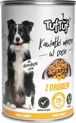 Image de Tuf Tuf morceaux de viande de volaille pour chiens boîte 415g