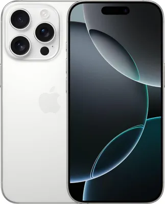 A white iPhone 16 Pro is shown from the back and front.