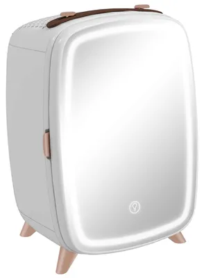 Produktbild von Zimilo Mini-Kosmetikkühlschrank 6L mit LED-Spiegel und 3 Helligkeitsstufen, Energiesparend, für Hautpflege, Kosmetik und Getränke, Weiß