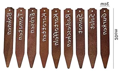 Produktbild von Gemüsestecker Set 9 Stück Metall in Rost-Optik