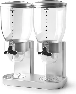 Image de LACOR - 62596 - Distributeur pour céréales, fruits secs, pâtes et bonbons, double compartiment, récipient de 2 litres, système rotatif, sans BPA, 27 x 16,5