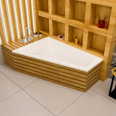 Produktbild von ECOLAM Eckbadewanne Trapez Rita Badewanne Wanne Trapezbadewanne eckig modern Acryl 160 x 100 cm links Füße Ablauf Viega Silikon