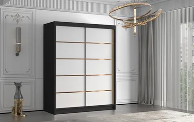 Obrázek produktu pro Šatní skříň MILINA - 150 cm, černá / bílá