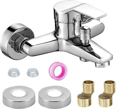 Produktbild von Unyqoos® Chrom Einhebel-Wannenmischer für Badewanne mit Keramikkartusche und Ablauf