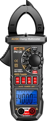Zdjęcie produktu dla Miernik cęgowy ANENG PN128, 4000 zliczeń, prąd 600 A AC/DC, amperomierz, woltomierz, tester elektryczny, multimetr cyfrowy true RMS, narzędzie cęgowe, pomiar rezystancji, kondensatora, diody, Hz, temperatury