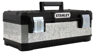 Obrázek produktu pro Stanley – bedna na nářadí, pozinkovaná AW2266 (222 mm x 584 mm x 297 mm) (černá/stříbrná)