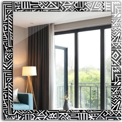 Produktbild von Dekorativer Wandspiegel - Bedruckter Spiegel - Motiv - 60x60 cm - Geometrisches Muster