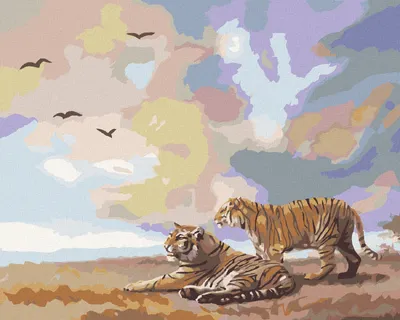 Produktbild von Zuty - Malen nach Zahlen - TIGER UND WOLKEN (D. RUSTY RUST), 40x50 cm, mit Keilrahmen (bereits gespannt)