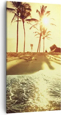 Produktbild von Bild auf Leinwand - Leinwandbild - Strand Meer Palme - 55x100cm - Wand Bild - Wanddeko - Wandbilder - Leinwanddruck - Bilder - Kunstdruck - Wanddekoration - Leinwand bilder - Wandkunst - PA55x100-3609