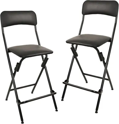 Produktbild von Klapphocker mit Fußablage, 136,1 kg Traglast, 61 cm hoch, 2 Stück, Schwarz