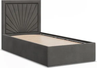 Produktbild von Polsterbett 90x200 VASTO ohne Bettkasten mit Holzlattenrost, Einzelbett mit Kopfteil Dunkelgrau