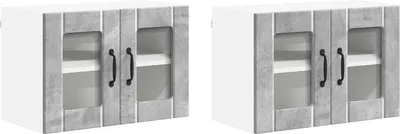 Produktbild von vidaXL Wandglas-Schrank LUCCA 2 stk. Betongrau Holzwerkstoff