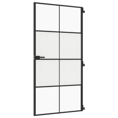 Zdjęcie produktu dla Drzwi wewnętrzne, czarne, 102,5x201,5 cm, szkło i aluminium