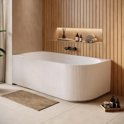 Produktbild von Badplaats Eck Badewanne Havana 170 x 80 x 58 cm Weiß Hochglanz - Halb Freistehende Badewanne aus Acryl - Rechts