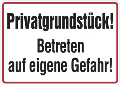 Produktbild von Dreifke® Hinweisschild, Privatgrundstück! Betreten auf eigene Gefahr, Alumini...