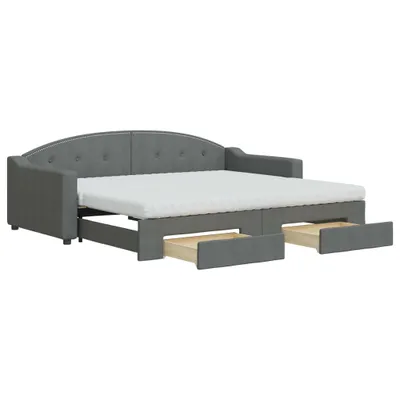 Immagine prodotto di vidaXL Letto da giorno allungabile con cassetti grigio scuro 90x200 cm in tessuto