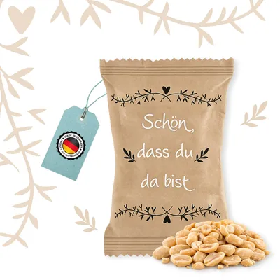 Produktbild von Erdnusstütchen Schön, dass du da bist – Gastgeschenk Hochzeit im Vintage-Design10 Stück