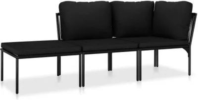 Immagine prodotto di set 3 pezzi da giardino con cuscini in PVC nero