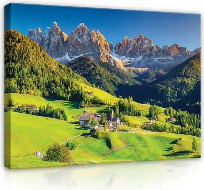 Produktbild von Leinwandbild Berge Alpen Landschaft Natur 120x80 cm XXL Modern Canvas Leinwand Bilder Leinwandbilder Schlafzimmer Wohnzimmer Wandbilder Kunstdruck Wand Bild auf Leinwand Aufhängefertig