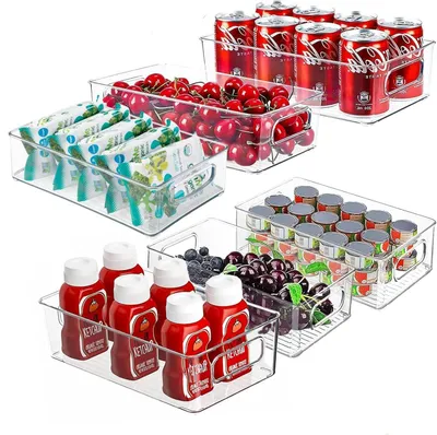 Immagine prodotto di Organizer per frigorifero - Set da 6 - Trasparente - Impilabile - Per frigo e cucina