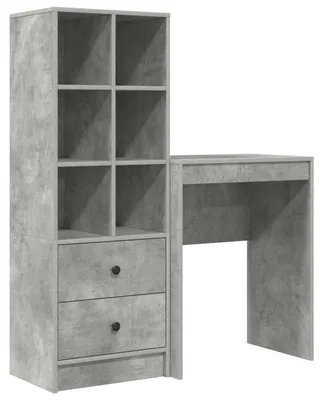 Produktbild von Schreibtisch mit Schubladen mit Regal 2 pcs Beton Grau