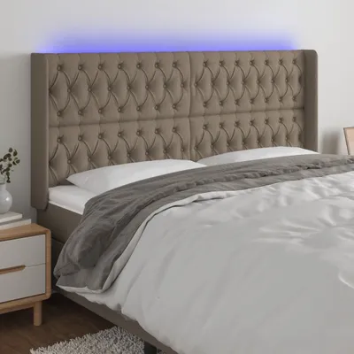 Produktbild von The Living Store LED Kopfteil Taupe 183x16x118/128 cm Stoff