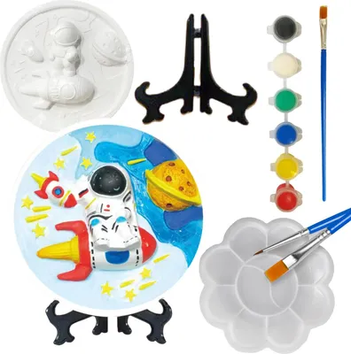 Produktbild von Kreatives Kit Gipsabgussfiguren Zum Malen Von Kosmonauts Gipsfarben