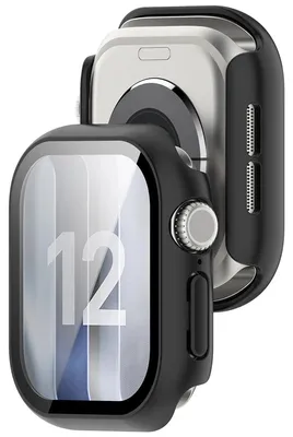 Produktbild von Schutzhülle mit Glas für Apple Watch Series 12 46mm, Bizon Case Watch Adamo, mattes Schwarz