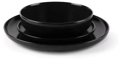 Produktbild von Geschirrset Tafelservice Porzellan - 12-teilig - Keramik - Schwarz - Matt