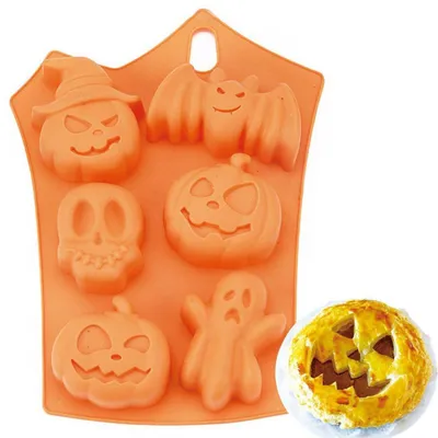 Immagine prodotto di Stampi in silicone a tema Halloween, 2 pezzi, antiaderenti, per torte, muffin e pane