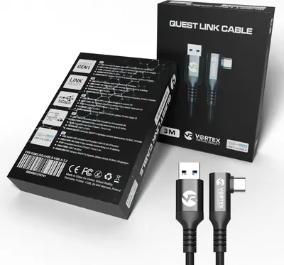 Produktbild von VORTEX VR 3m Link-Kabel USB-A zu USB-C – High-Speed PC VR Kabel für Meta Quest 3/3S/2/1 – 5Gbps Daten für Oculus Link, SteamVR & SideQuest