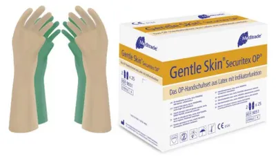 Produktbild von Gentle Skin Securitex OP-Handschuh, Latex, steril, puderfrei, mit Rollrand, 1 Packung = 50 Stück