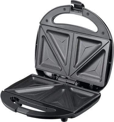 Produktbild von Sandwichtoaster Maker Schwarz Edelstahl Grill Antihaft Panini Waffeln