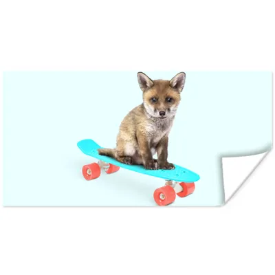 Produktbild von MuchoWow® Poster Fuchs - Tiere - Skateboard - Blau 120x60 cm - Bild