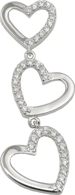 Produktbild von Anhänger 3 Herzen mit Zirkonia 42x13mm aus 925 Silber rhodiniert glänzend