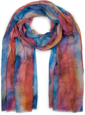Produktbild von styleBREAKER Damen Schal mit buntem Aquarell Farbverlauf Muster, leichtes sommerliches Tuch mehrfarbig 01016240