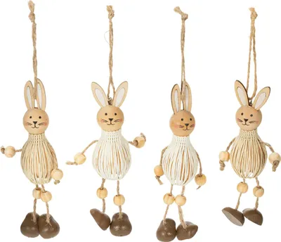 Produktbild von Holzanhänger Osterhasen für frühlingshafte Dekoration, 4 Stück