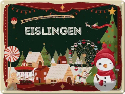Produktbild von vianmo Blechschild 30x40 cm Weihnachtsgrüße aus Eislingen Weihnachten