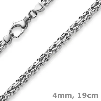 Produktbild von 4mm Armband Königskette 750 Weißgold massiv 19cm Goldkette Uni