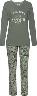 Produktbild von Vivance Dreams Pyjama 2 -teilig grün geblümt Größe 36/38