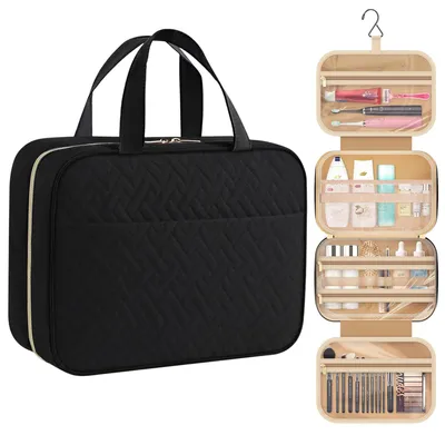 Produktbild von Reise Kulturbeutel zum Aufhängen Groß Kulturtasche für Damen Mädchen, Schwarz