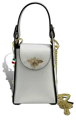 Produktbild von Florence Leder Tasche Damen Umhängetasche weiß 13x6x18cm inklusive Italien Flagge D2OTF813W