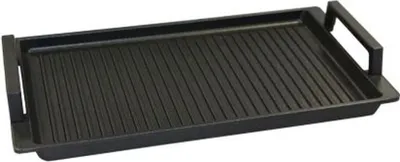 Productafbeelding van Eurolux Premium grillplaat, 2 roestvrijstalen handgrepen, 41x24x2,5 cm, met ribbels